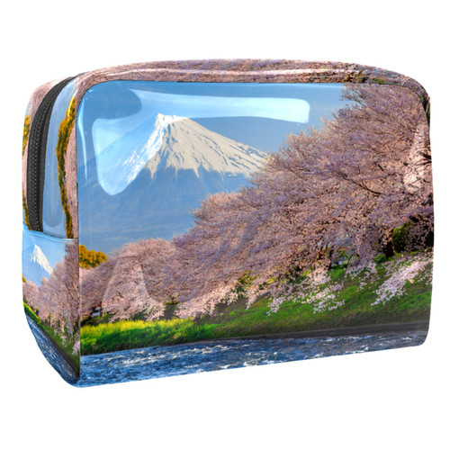 Portable Makeup Bag with Zipper Travel Toiletry Bag for Women Handy Storage Cosmetic Pouch Cherry