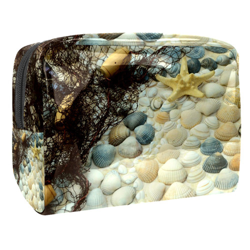 Portable Makeup Bag with Zipper Travel Toiletry Bag for Women Handy Storage Cosmetic Pouch Sea Shell Starfish Portable Makeup Bag with Zipper Travel Toiletry Bag for Women Handy Storage Cosmetic Pouch Sea Shell Starfish
