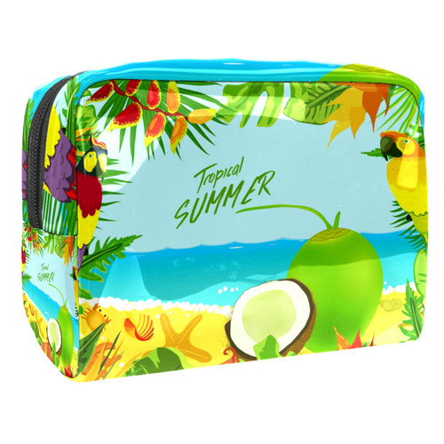 Portable Makeup Bag with Zipper Travel Toiletry Bag for Women Handy Storage Cosmetic Pouch Parrot Summer Portable Makeup Bag with Zipper Travel Toiletry Bag for Women Handy Storage Cosmetic Pouch Parrot Summer