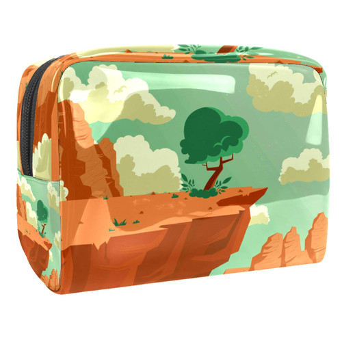 Portable Makeup Bag with Zipper Travel Toiletry Bag for Women Handy Storage Cosmetic Pouch Landscape Mountains