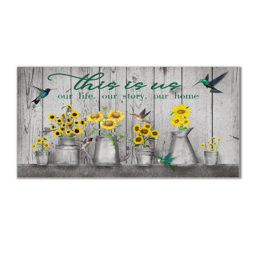 BESTORLOVE Sunflower Hummingbird Wooden Signs This is Us Inspiring Quote Saying Wall Sign Retro Wood Hanging Signs for Home Laundry Bathroom Housewarming Gift 6x12in BESTORLOVE Sunflower Hummingbird Wooden Signs This is Us Inspiring Quote Saying Wall Sign Retro Wood Hanging Signs for Home Laundry Bathroom Housewarming Gift 6x12in