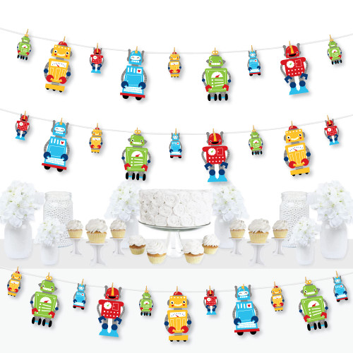 Big Dot of Happiness Gear Up Robots - Birthday Party or Baby Shower DIY Decorations - Clothespin Garland Banner - 44 Pieces Big Dot of Happiness Gear Up Robots - Birthday Party or Baby Shower DIY Decorations - Clothespin Garland Banner - 44 Pieces