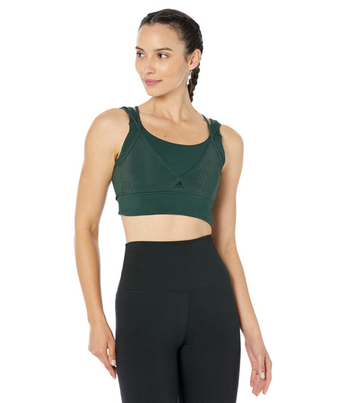 adidas Women's Powerimpact Training Medium Support Shiny Bra, Shadow Green, X-Large DD
