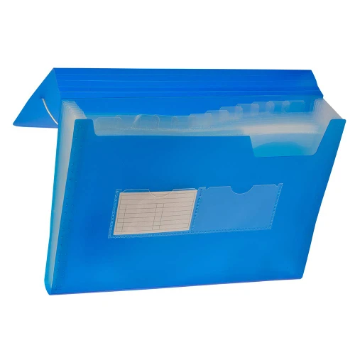 Tetis Blue Polypropylene Plastic A4 Document Folder (13 Compartments) Extension File Organiser with File Folder Accordion Document Organiser with 2 Elastic Bands File Folder Expandable