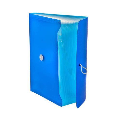 Tetis Blue Polypropylene A4 Document Folder (13 Compartments) Expansion File Organiser with File Folder Accordion Document Organiser with Elastic Band File Folder Sorting Folder Expandable