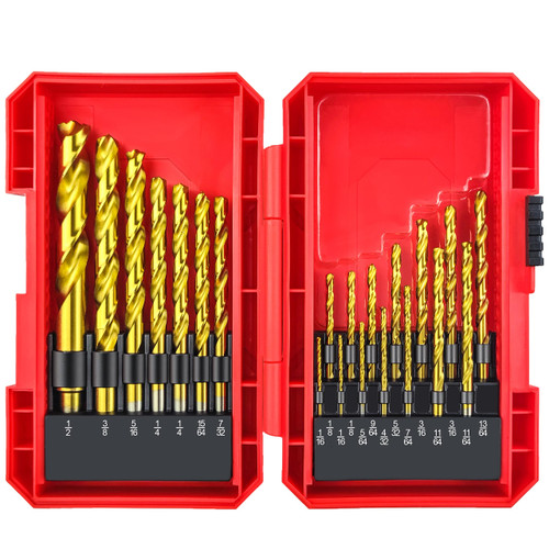 21PCS Titanium Twist Drill Bit Set, Cobalt Drill Bit Sets, Titanium Twist Jobber Drill Bit Set for Cutting Hard Metals?Such as Stainless Steel, Aluminum Alloy and Titanium Alloy