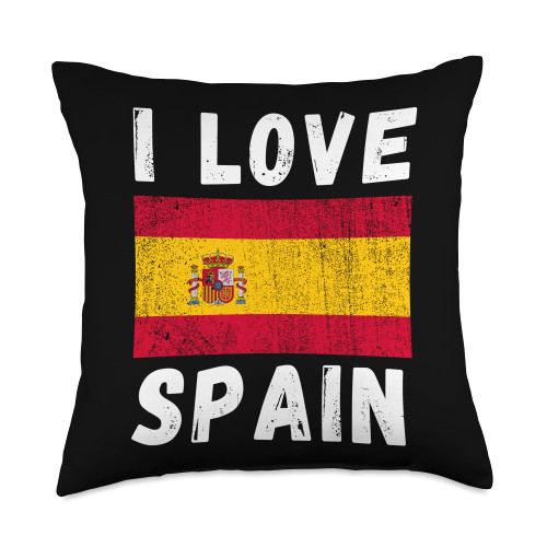 Grunge Spain Retro Spanish Flag I love Spain I Love Spanish Spain Family Travel Souvenir Throw Pillow, 18x18, Multicolor