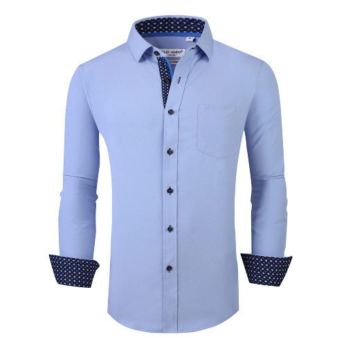 Alex Vando Mens Dress Shirt Wrinkle Free Regular Fit 4-Way Stretch Button Down Shirts,Blue,L Alex Vando Mens Dress Shirt Wrinkle Free Regular Fit 4-Way Stretch Button Down Shirts,Blue,L