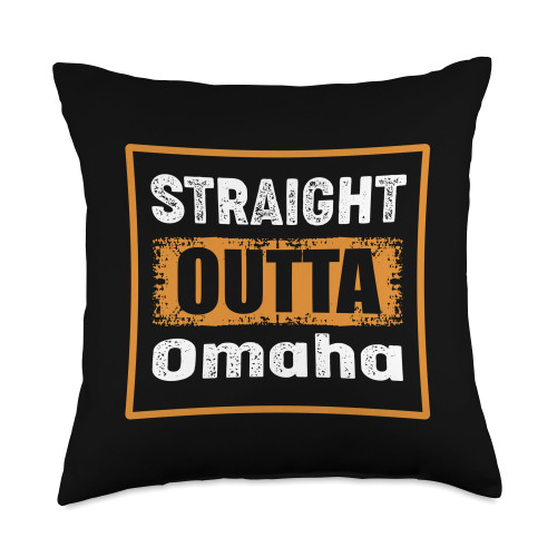 Omaha Nebraska USA Travel Gifts Presents Souvenirs Straight Outta Omaha Nebraska USA Retro Distressed Vintage Throw Pillow, 18x18, Multicolor