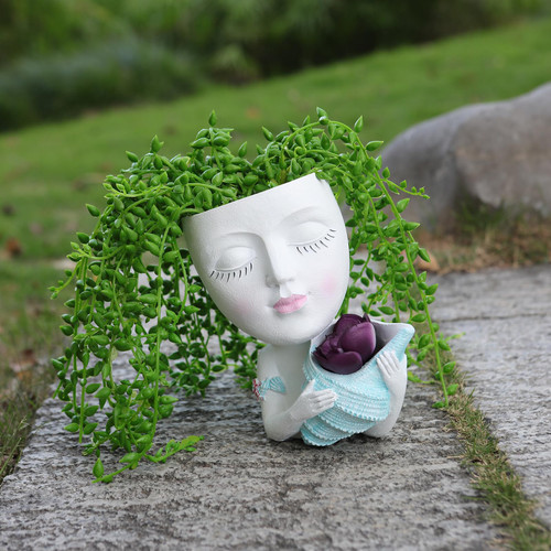 Pipphano Face Planter Cute Conch Plant Succulents Pots for Indoor Outdoor Resin Head Planter with Drainage Hole DIY Gifts for Family and Friends Pipphano Face Planter Cute Conch Plant Succulents Pots for Indoor Outdoor Resin Head Planter with Drainage Hole DIY Gifts for Family and Friends
