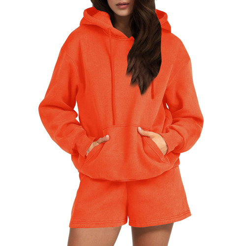 Women's 2 Piece Tracksuit Sweatsuits Sets Two Piece Jogger Outfits Sweatshirt Jogger Sweatpants Warm Sports Suit 03-Orange,Medium