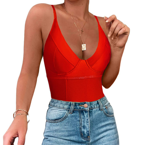 Avidlove Sexy Bodysuit For Women One Piece Lingerie Lace Bodysuit Deep V Teddy Mini Babydoll Red Avidlove Sexy Bodysuit For Women One Piece Lingerie Lace Bodysuit Deep V Teddy Mini Babydoll Red
