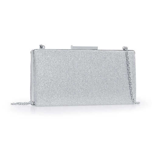 IXEBELLA Glistening Glitter Clutch Purse for Women Evening Bag Small Formal Cocktail/Prom/Wedding Party Clutch (Silver)