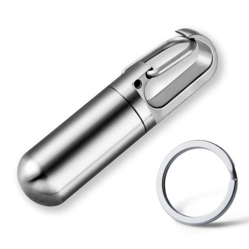 WANERSEN Keychain Pill Holder, Titanium Portable Pill Container, EDC Waterproof Travel Pill Box for Outdoor Camping,L