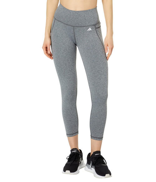 adidas Women's Optime Stash Pocket High Waisted 7/8 Tights, Dark Grey Heather, Medium