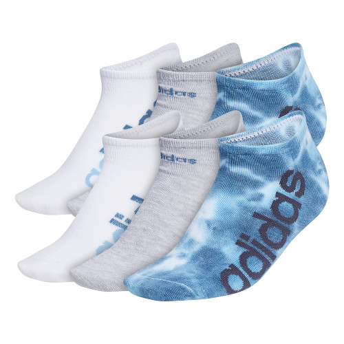 adidas Women's Superlite Linear No Show Socks (6-Pair), Altered Blue/Cool Light Heather/White, Medium