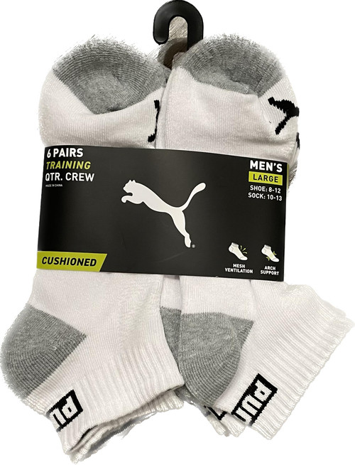 PUMA TRAINING QUARTER CREW CUSHIONED MEN SOCKS - SHOE 8-12