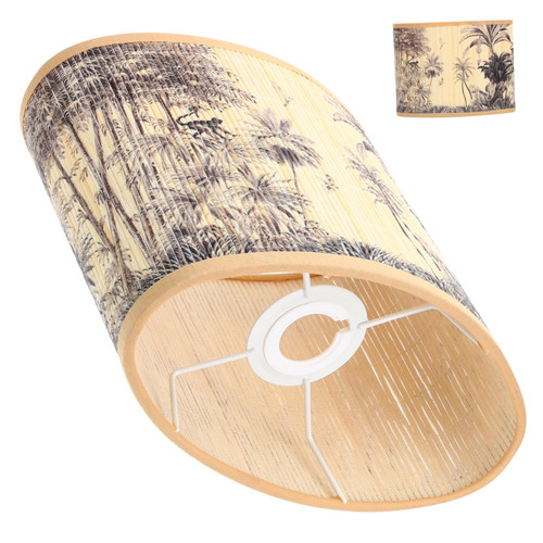 TOVINANNA Bamboo Lampshade Retro Lampshade Wooden Lamp Shade Oval Lampshade Bamboo Bulb Guard Modern Lampshade Vintage Chandelier Replacement Lamp Cover To Weave E14 Bamboo Weaving Rattan