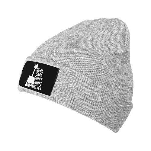 wikjxiz Real Cars Don't Shift Themselves Knitted Hat Gray Winter Knit Warm Beanie Funny Ski Skull Cap for Men Women