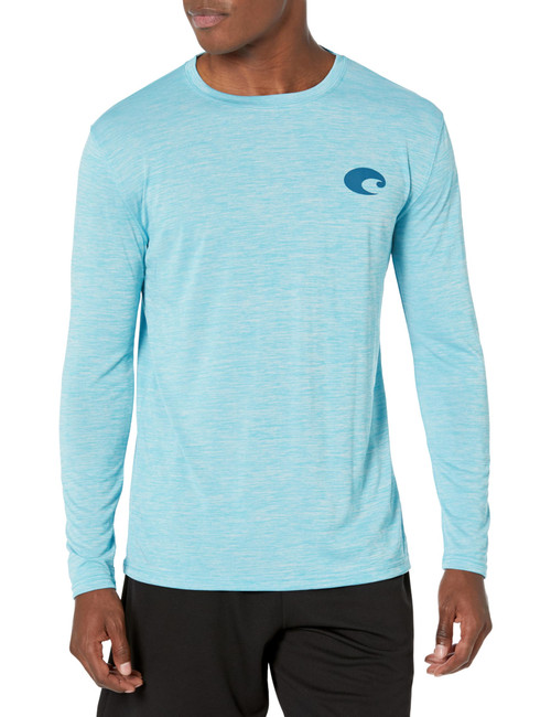 Costa Del Mar Tech Slam Shark Long Sleeve Crew Shirt, Blue, Small