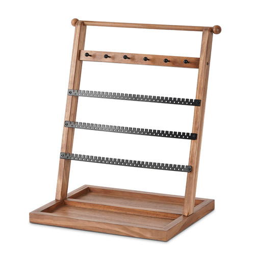 CILXGQLN Jewelry Organizer Display Earring Holder Organizer, Inclined Jewelry Stand Earring Display Necklace Holder with Wooden Tray for Stud Earring Bracelet Necklace Ring Watch, Women Girl Gift CILXGQLN Jewelry Organizer Display Earring Holder Organizer, Inclined Jewelry Stand Earring Display Necklace Holder with Wooden Tray for Stud Earring Bracelet Necklace Ring Watch, Women Girl Gift