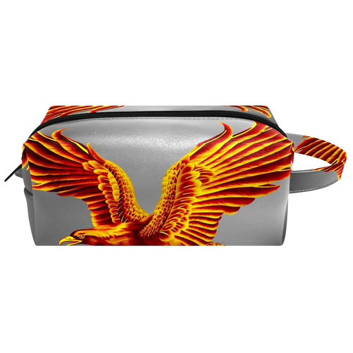 LEVEIS Golden Eagle Spread Wings Microfiber Leather Makeup Bag Pouch Waterproof Travel Cosmetic Bag Portable Handy Toiletry Bag for Women Girls Gifts