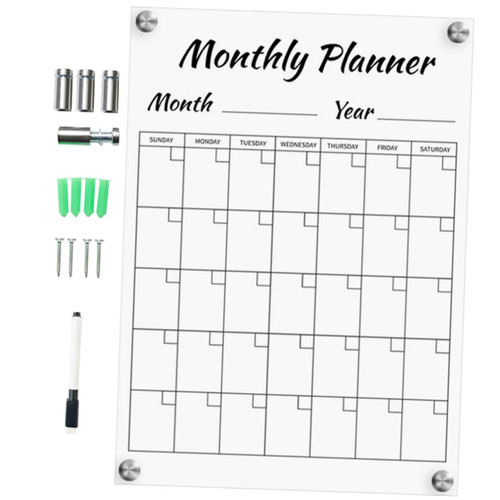 Abaodam 1 Set Monthly Plan Message Board wall memo board dry erase calendar whiteboard chore chart classroom fridge calendar hanging board sign Acrylic refrigerator small whiteboard