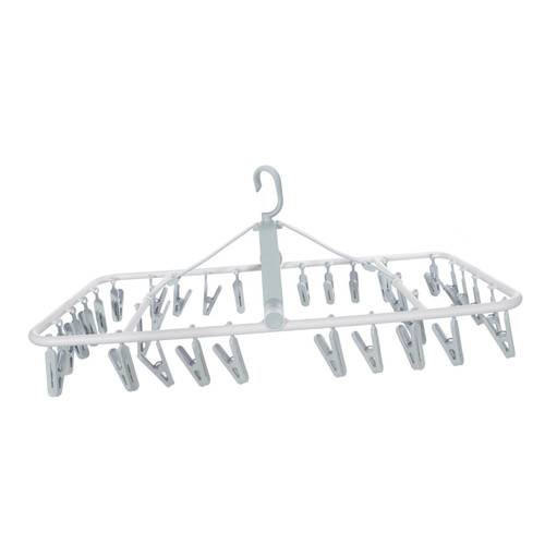 Hohopeti 32 Foldable Hanger Socks Drying Rack Laundry Drying Rack Collapsible Foldable Clip Hangers Laundry Hanging Clip Laundry Hanging Rack Wash Sock Dryer Indoor to Rotate Pp Sock Rack
