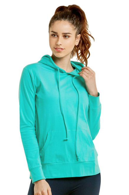Sofra Women's Thin Cotton Pullover Hoodie Sweater (L, Mint)