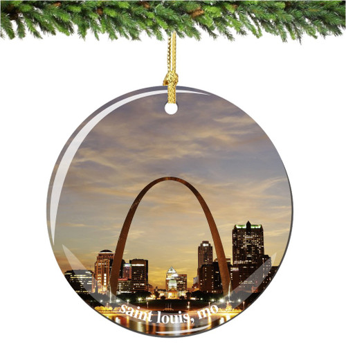 City-Souvenirs Saint Louis Christmas Ornament, Porcelain 2.75" Double Sided Christmas Ornaments