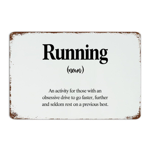 Retro Metal Tin Sign Running Noun Definition Wall Decorations Aluminum Metal Sign for Outside Bedroom Porch Word Meaning Art Poster Gift for Bathroom 8x12 Inch