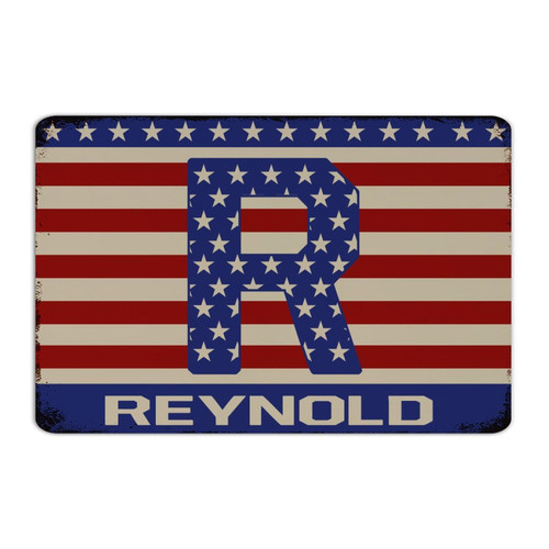 America Stars Patriotic Monogram R 8x12 Inch Metal Tin Sign Country Patio Office Men Room Decor for Men Tin Signs American Flag Stars And Stripes Metal Plaque for Laundry