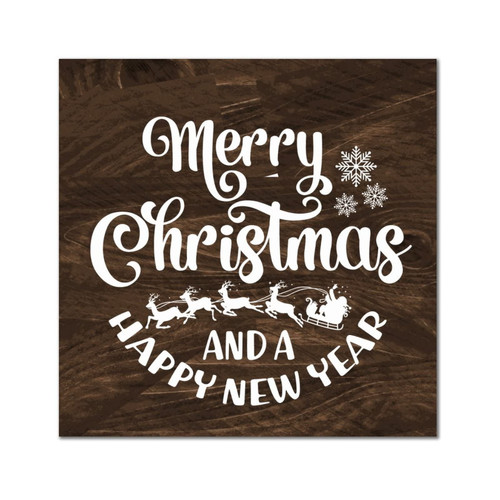 Merry Christmas And A Happy New Year Wooden Sign Farmhouse Wall Plaque Merry And Bright Hanging Sign Wood Decor Farmhouse Wall Hanging Plaque For Home Laundry Room Kitchen Bedroom 12x12in