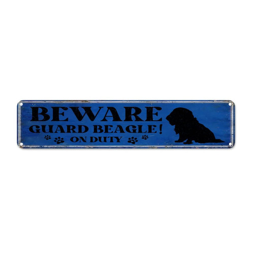 Beware Dog on Duty Rustic Tin Sign Beware Labrador Retriever Vintage Wall Metal Sign Dog Sign Bernese Mountain Men Cave Art Decorations Metal Signs for Front Porch Laundry Room 18x4in