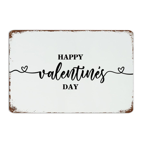 Happy Valentine Day Rustic Metal Tin Sign Customized Yard Signs Valentine's Day Man Cave Decor Tin Signs for Coffee Bar Laundry Room 8x12 Inch