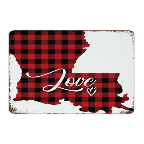 Autravelco Valentine's Day LOVE Louisiana 8x12 Inch Metal Tin Sign Farmhouse House Laundry Cabin Room Decor for Men Tin Signs State Pride Patriotic Garage Signs for Yard