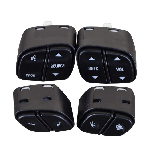 4pcs Steering Wheel Control Switch Button Fits for 2003-2009 Chevy Silverado Suburban Tahoe Avalanche GMC Sierra Yukon Cadillac Escalade & More Replaces 21997738, 21997739, 1999442, 1999443