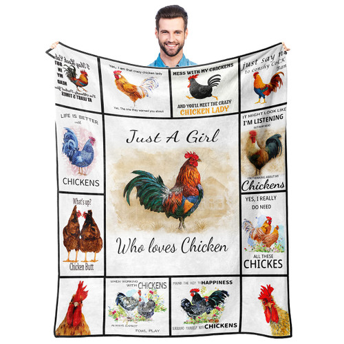 Just A Girl Who Loves Chickens Throw Blanket Soft Farm Chicken Blankets for Women Men Lightweight Throw for Farm Decor Bed Sofa Just A Girl Who Loves Chickens Throw Blanket Soft Farm Chicken Blankets for Women Men Lightweight Throw for Farm Decor Bed Sofa