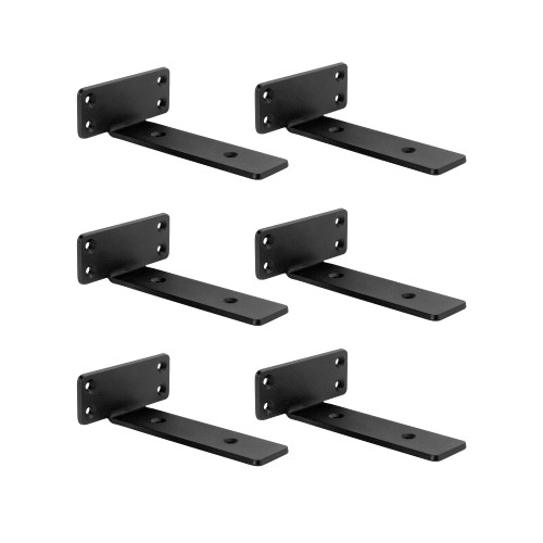 ICOOL 6 Pack 6 Inch Hidden Shelf Bracket, Heavy Duty Floating Wall Mounted Brackets, Rustic Industrial Metal L Shape Bracket for Home Garage