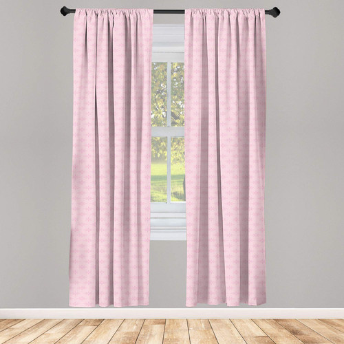 Ambesonne Geometric Curtains, Love Themed Vintage Floral Arrangement Simplistic Abstract Nature Scene Print, Window Treatments 2 Panel Set for Living Room Bedroom, Pair of - 28" x 84", Pale Pink
