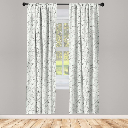 Ambesonne Floral Window Curtains, Composition of Flowers with Grunge Vintage Feminine Spring Blooms, Lightweight Decor 2-Panel Set with Rod Pocket, Pair of - 28" x 84", Mint Green White