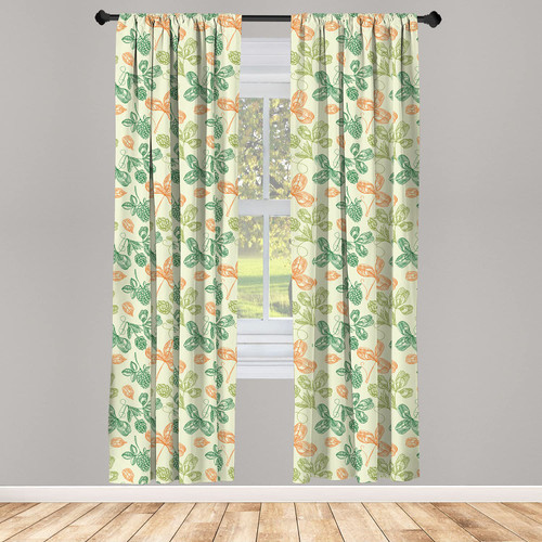 Ambesonne Botanic Curtains, Design Various Leaves Nature Art, Window Treatments 2 Panel Set for Living Room Bedroom, Pair of - 28" x 84", Pale Green Multicolor