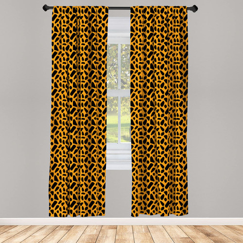 Ambesonne Abstract Curtains, Bicolour Animal Print Inspired Cheetah Skin Look Shapes Illustration, Window Treatments 2 Panel Set for Living Room Bedroom, Pair of - 28" x 84", Orange and Charcoal Grey