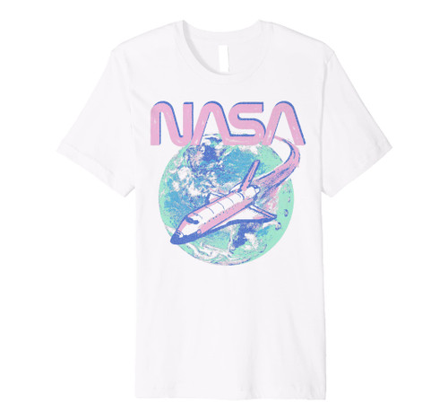 NASA Pastel Rocket Earth Logo Premium T-Shirt