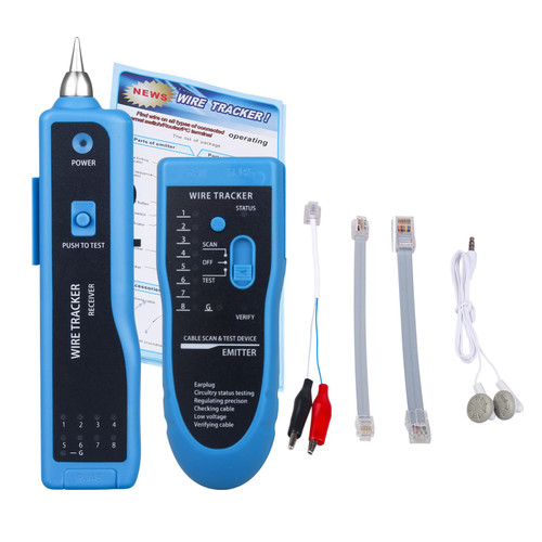 Wire Tester RJ45 RJ11 Cable Tracker Line Finder Multifunction Wire Tracker Ethernet LAN Network Cat5 Cat6 with Earphone for Cable Collation, Network Maintenance Collation, Telephone Line Test, Blue