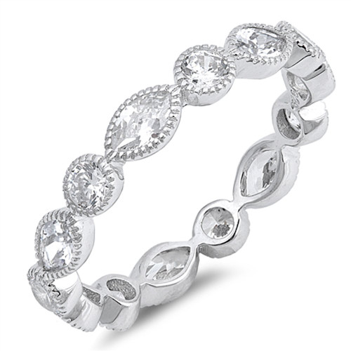 Clear CZ Eternity Stackable Wedding Ring New 925 Sterling Silver Band Size 11