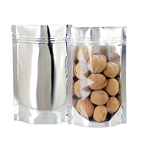 GooGou Resealable Zip Mylar Bag Food Storage Aluminum Foil Bags Smell Proof Pouches 6.2x9.4" 100pcs