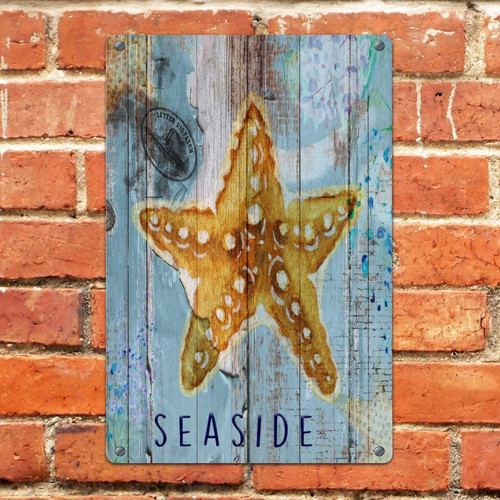 Nautical Beach Ocean Theme Underwater Starfish 8x12in Metal Sign Funny Novelty Indoor Outside Laundry Wall Decor Tin Signs Turtle Sea Life Seaturtle Seahorse Metal Plaque for Bathroom