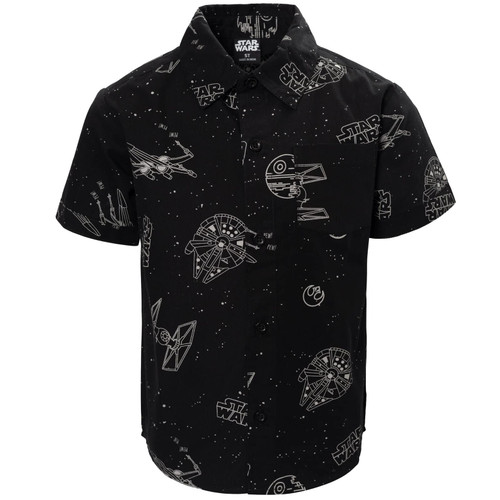 Star Wars Millennium Falcon TIE Fighter X-Wing Resistance Toddler Boys Button Down Shirt Black 5T Star Wars Millennium Falcon TIE Fighter X-Wing Resistance Toddler Boys Button Down Shirt Black 5T