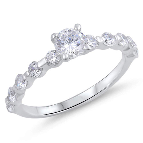 Round Clear CZ Wholesale Wedding Ring New .925 Sterling Silver Band Size 9